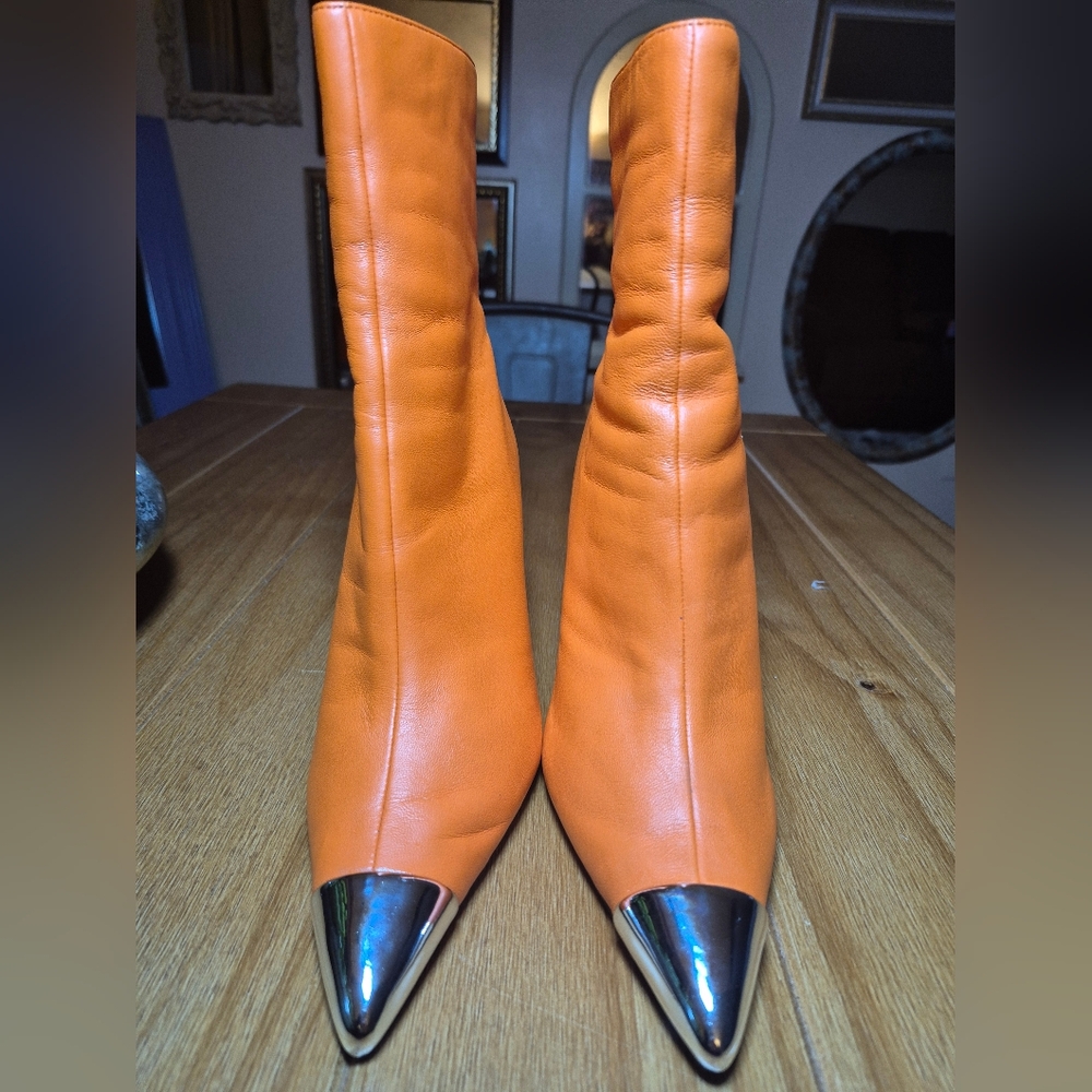 Topshop "Hypnotise" Orange Boots - Size 6.5 - Picture 4 of 5